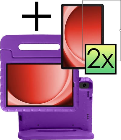 Hoes - Geschikt voor Samsung Galaxy Tab A9 Plus - Met 2x Screenprotector - Kinderhoes Shockproof Bumper - Kidsproof Case - Tablet Hoesje - Kinder Cover - Paars