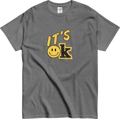 Het is Oke T Shirt Dames Heren - Positief Smiley Print - It's Ok! - Wit - 4XL