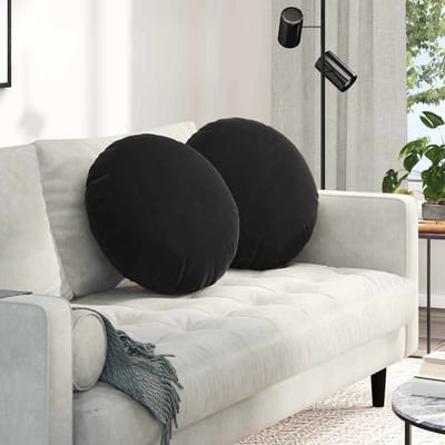 vidaXL - Zitkussens - 2 - st - Fluweel - Zwart - Ø50 - x - 19 - cm