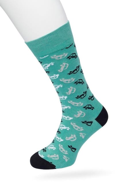 Bonnie Doon Heren Sokken met Auto Print maat 40/46 Groen - Thema Sokken - Auto's - Cadeau Sokken - Word je Happy en vrolijk van - Zacht Katoen met Gladde Teennaad - Comfortabel - Perfect Cadeau - Deep Sea Green - BT992126.210