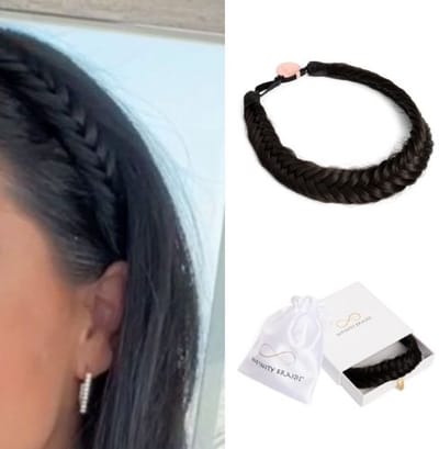Infinity Braids - Jolie Fishtail Braid - Haarband - Haarband Dames - Haarbanden - Haarband Meisje - Jolie Espresso Smoke