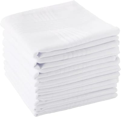 Dailygoods- Zakdoeken 10 Stuks Katoen - Herenzakdoeken 40x40 cm - Witte Zakdoeken - Zakdoek met Strepenpatroon - Accessoires voor Bruiloften - Elegante Textuur - Pochet
