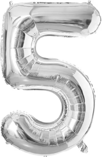 CHPN - Folieballon - 5 jaar - Heliumballon - 70CM - Cijferballon - Zilver - Ballon - Feestdecoratie - Vijfde verjaardag - Party - Verjaardag - 5 - Zilverkleurige ballon