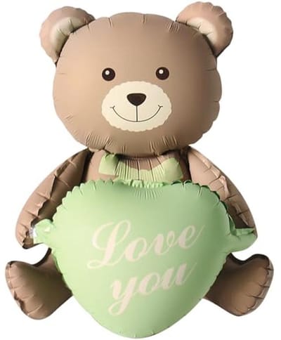 XXL teddybeer folieballon - Love you hart groene decoratie voor bruiloften en verjaardagen