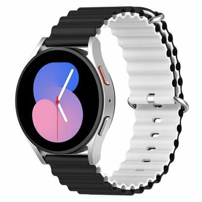 By Qubix - Ocean Style siliconen bandje - Zwart / wit - geschikt voor Huawei Watch GT 6 / GT 7 / GT 6 pro / GT 7 pro - 46mm