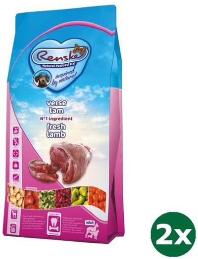 2x6,5 kg Renske super premium adult lam graanvrij hondenvoer