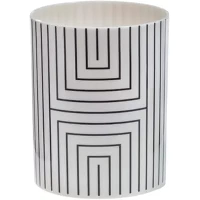 Spirella Tandenborstelhouder GRAPHIC – Badkamer Beker voor Tandpasta en Tandenborstel – Wit – 7,3 x 9 cm