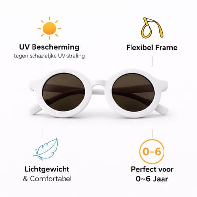 Kinderzonnebril – Rond – UV Bescherming – 0-6 Jaar – Wit