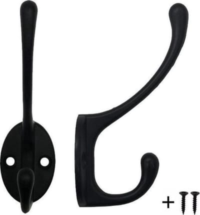 *** 2x Kapstok-Haken incl. Schroefjes | Jashaak | Ophanghaken | Zwart - van Heble® ***