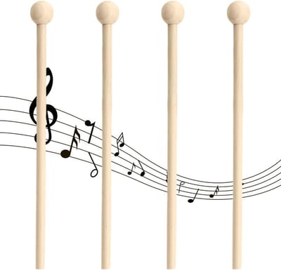 Set van 4 Houten Mallets voor Xylofoon, Marimba, Klokkenspel en Percussie - Inclusief Slagstaven voor Kinderen en Volwassenen