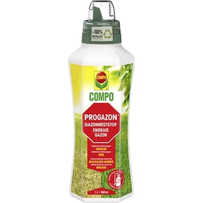 COMPO Progazon - geconcentreerde vloeibare gazonmeststof - indirecte werking tegen onkruid en mos - fles 1 L (100 m²)