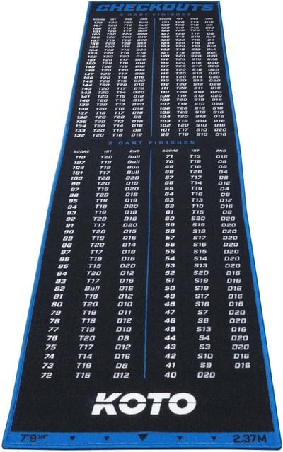 Dartmat 237 x 60 cm - Vloerbeschermer voor Dartspellen - Professionele Schuimdartmat - Blauw