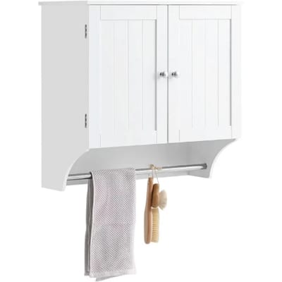 SoBuy Badkamer opberkast met 2 deuren en 2 verstelbare planken - 60x30x60 cm - Max. 25KG - Wit