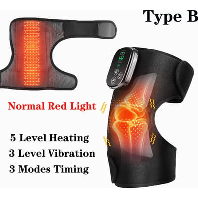 3-in-1 Draadloze LED Knie Massager Multifunctioneel 650nm 850nm Infrarood Rood Licht Verwarming Been Gewricht Schouder Brace Spier Ontspanning black