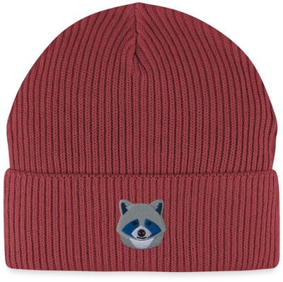 Geborduurde Wasbeer Kop Uniseks Bio Fisherman Beanie