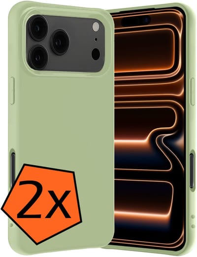 Hoes - 2 Stuks - Geschikt voor Apple iPhone 17 Pro - Sterk & Shockproof - Case Siliconen - Back Cover - Telefoon Hoes - Groen