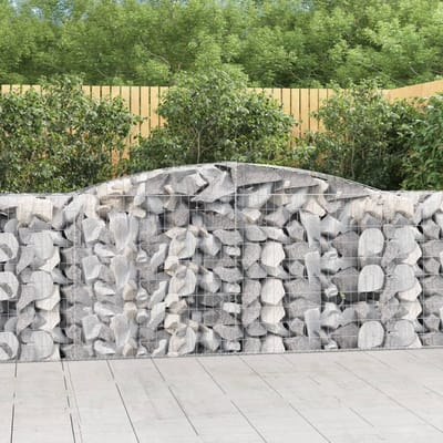 vidaXL - Schanskorven - 4 - st - gewelfd - 400x50x100/120 - cm - ijzer