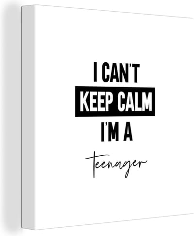 Canvas Schilderij Kinderen - Quote - Zwart - Wit - 20x20 cm - Wanddecoratie
