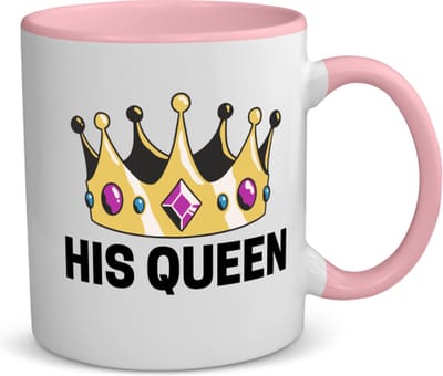 Akyol - his queen koffiemok - theemok - roze - Koningin - iemand die zich voelt als een koningin - valentijnsdag - verjaardag - cadeautje voor vriendin - kado - geschenk - 350 ML inhoud