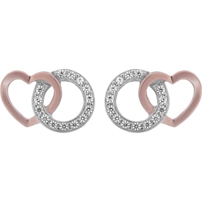 Orphelia 'Ely' Dames 925 Sterling Zilveren Stud Oorringen - Zilver/Roze ZO-7286