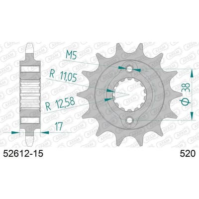Stalen motortandwiel voor Afam 520 15 dents