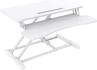 Wolff Mount Wit Zit-Sta Werkplek Bureauverhoger – Soepel met Gasveer Verstelbaar tot 70 cm – Ergonomisch Desktop Workstation – Direct Klaar voor Gebruik