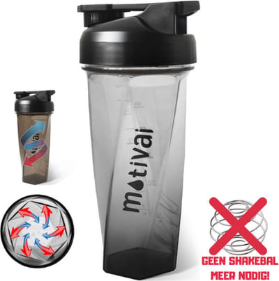 Motivai Special Shakebeker – 700ML – Klontvrij & Lekvrij – BPA-vrije Eiwit Shaker voor Fitness & Sport – Gemakkelijk Schoon te Maken – Zwart