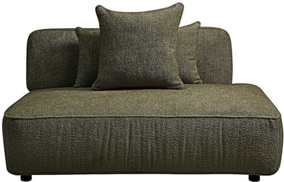 Vente-unique Chaise longue rechts in kakigroene boucléstof LELACO