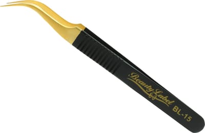 Beauty Label Pincet - Lash Tweezer - Curved Tweezer -BL-15 - Zwart/Goud
