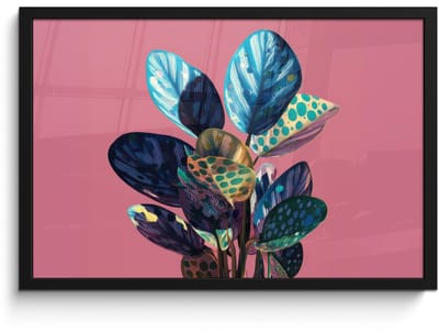 Poster in lijst - Fotolijst 60x40 cm - Posters - Plant - Bladeren - Stippen - Abstract - Posterlijst zwart - Decoratie - Wanddecoratie woonkamer - Muurdecoratie slaapkamer