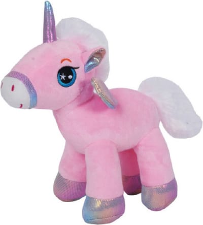 Knuffeldier Eenhoorn Eureka - zachte pluche stof - dieren knuffels - lichtroze - 22 cm