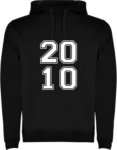 Zwarte Hoodie Varsity College Cijfers 2010 - Cijfers Wit - Opvallend Stoer - Mooi Maat M
