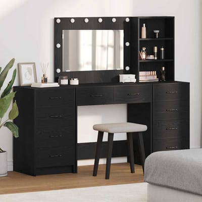 vidaXL - Kaptafel - 3 - st - Zwart - Eiken - 78,5 - x - 41 - x - 135 - cm - Bewerkt - hout