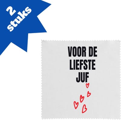 Akyol - voor de liefste juf brillendoekjes - Juf - cadeau juf - cadeau - bedankje juf - juffendag - lerares - 17,8 bij 17,8 cm - 2 stuks