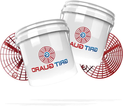 detailmate Gritguard professionele wasemmerset, perfect voor de 2-emmerwasmethode, 2 x US 3,5 GAL emmer ca. 13 l + 2 x Grit Guard vuilinzet | ideaal voor de handwas op de auto, motorfiets en caravan