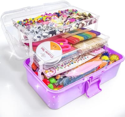 MIRA® Knutselkoffer - Knutseldoos - Knutselpakket - Lila - 30cm x 18cm x 14cm