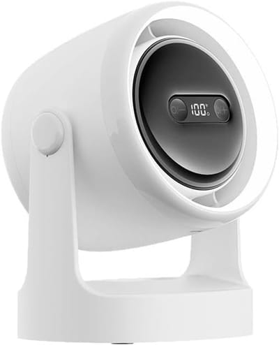 Bureau ventilator - USB ventilator - Mini ventilator - Stille bureauventilator - Luchtcirculator - 100 instelbare snelheden - Nachtlampje Aromatherapiefuncties - Ideaal voor thuis, kantoor op de camping - 15*12*17 cm - Wit
