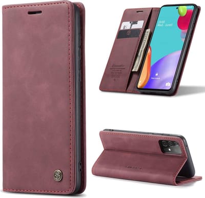 CaseMe Retro boekmodel hoesje Geschikt Voor Samsung A72 - Paars