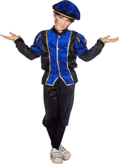 Wilbers & Wilbers - Pietenpakken - Vrolijk Pietje Blauw Pietenpak Kind Kostuum - Blauw - Maat 140 - Sinterklaas - Verkleedkleding