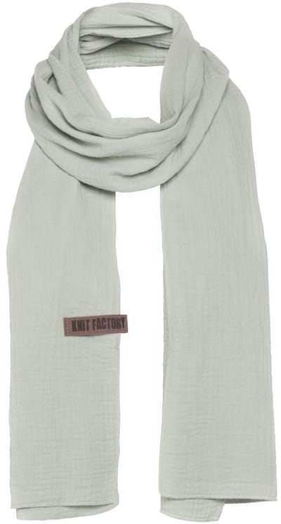 Knit Factory Liv Sjaal Dames - Katoenen sjaal - Langwerpige sjaal - Groene zomersjaal - Dames sjaal - Olive Mist - 200x40 cm - Duurzaam & Milieuvriendelijk - 100% Biologisch katoen