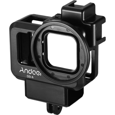 Andoer G9-4 caméra d'action Cage vidéo boîtier Vlog en plastique boîtier de protection avec double support de chaussure froide noir