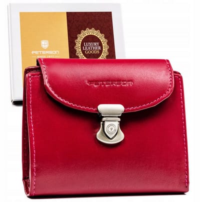 Peterson - Luxe Dames Portemonnee - Horizontaal Model - Echt Leer - RFID-Beveiliging - Ruimte voor Kentekenbewijs - Overslag met Drukknop