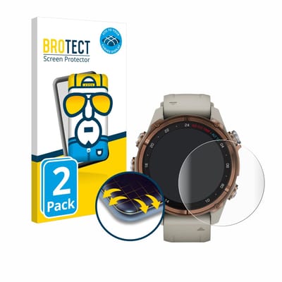 BROTECT - Screenprotector voor Garmin Descent Mk3 (43 mm) - Folie Beschermfolie transparant volledig dekking - 2 Stuks