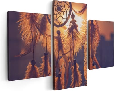 Artaza Canvas Schilderij Drieluik Amulet van de Indianen - Symbool - Ketting - 90x60 - Foto Op Canvas - Canvas Print