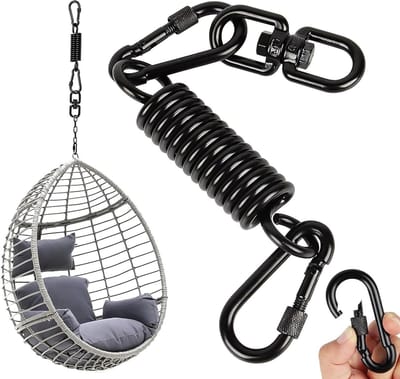 Hangstoel Zwenkveer met 2 Karabijnhaken - 360° Draaibare Haken - Draagvermogen tot 250 kg - Ophangveer voor Bokszakhouder - Hammock Yoga