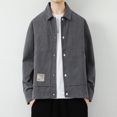 Corduroy Herfst Nieuwe Herenjassen Casual Losse Revers Werk Tops Heren Trend 5XL gray