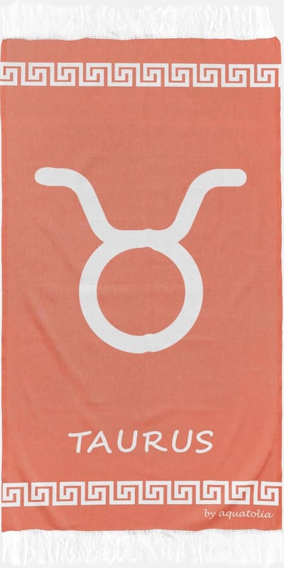 uit Turkije By Aquatolia Hamamdoek Taurus Zodiac - 100% Zacht Katoen - Strandlaken - Handdoek - Oranje - 100cm x 180cm - Originele hamamdoek uit Turkije