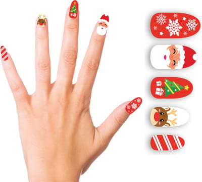 Fiestas Guirca - Santa Claus nagels met lijm (10 stuks)