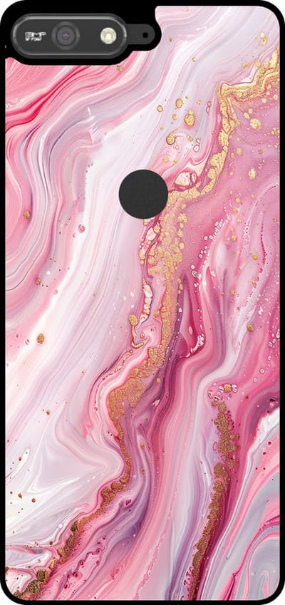 Smartphonica Telefoonhoesje Geschikt voor Huawei Y6 Prime (2018) met marmer opdruk - TPU backcover case marble design - Roze geschikt voor Huawei Y6 (2018)