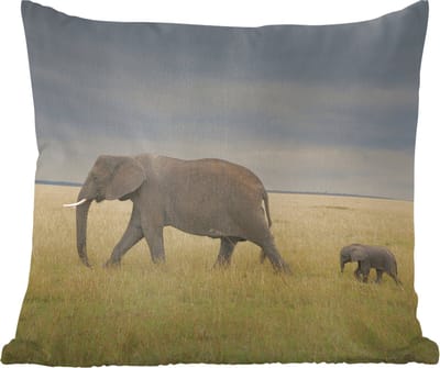 Sierkussens - Kussentjes Woonkamer - 60x60 cm - Olifant - Savanne - Dieren - Natuur